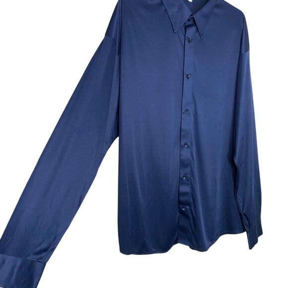 Collars & Co Polo Shirt Mens 3XL Blue Long Sleeve Preppy Point Dress Collar NEW - Picture 5 of 8